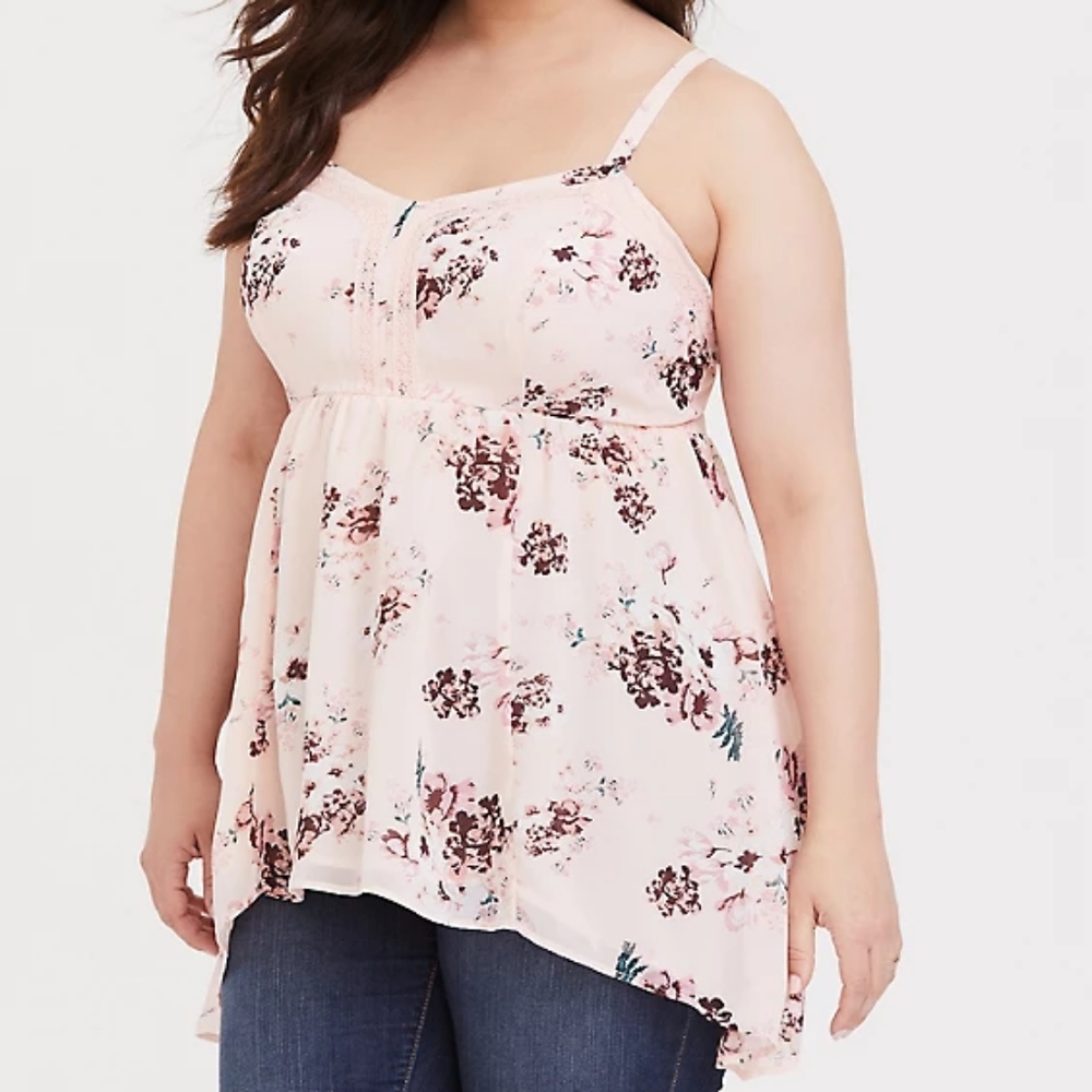 Torrid shark bite hem floral shirt
